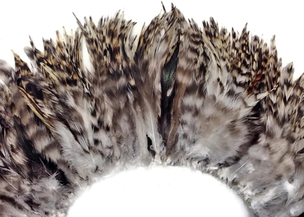 1 Yard - 6-7" Natural Grey Chinchilla Strung Chinese Rooster Saddle Wholesale Feathers (Bulk) Halloween Craft Supply | Moonlight Feather