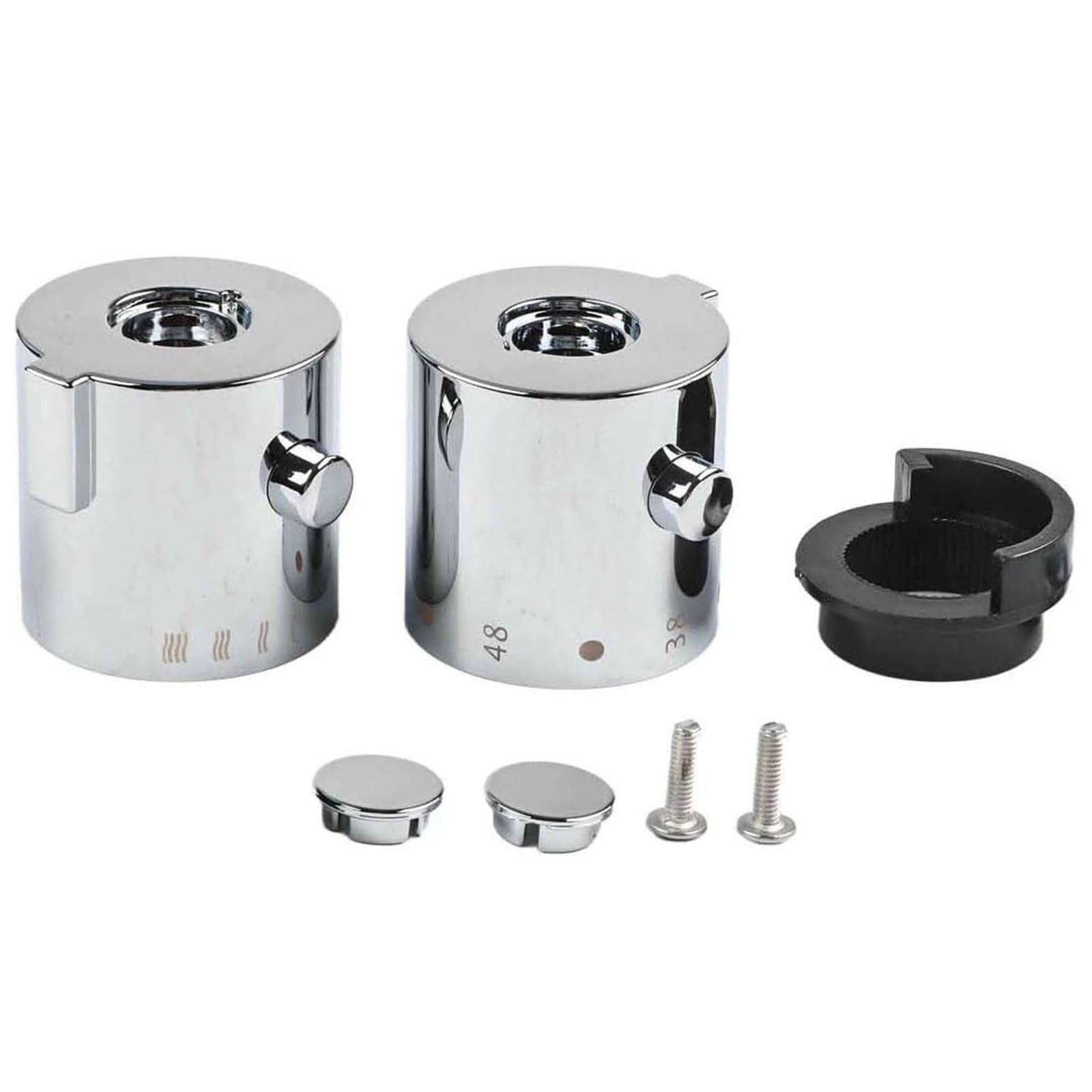 hayrayo Temperature Control Knob Set,Thermostatic Shower Mixer Valve Set,Thermostatic Bath Shower Mixer Tap Parts - Chrome Plated Knob Handle for Shower Mixer, Durable & Easy to Install
