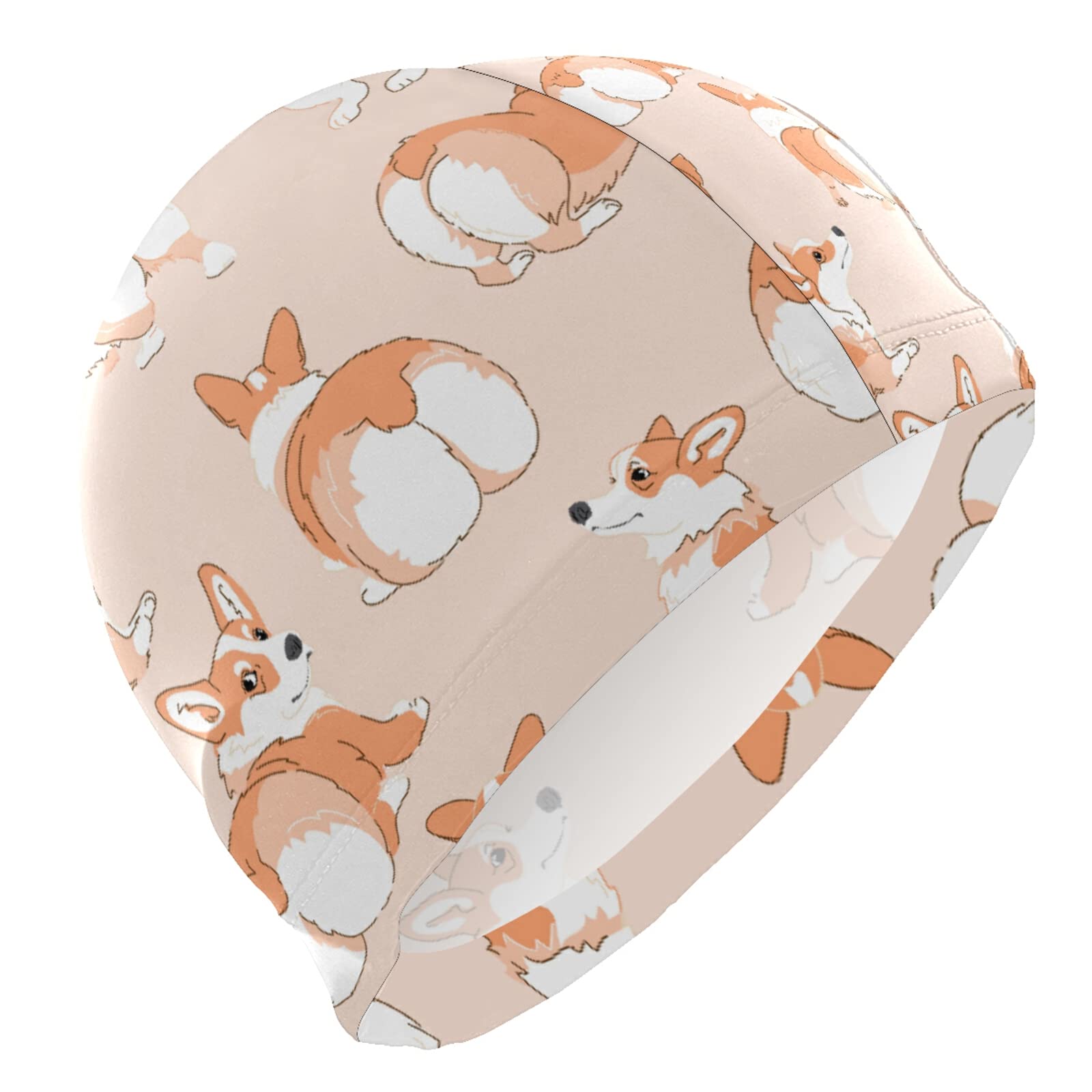 Dallonan Swimming Cap Lovely Dog Funny Welsh Corgi Watercolor Unisex Adult Swim Cap Polyester โ image 1