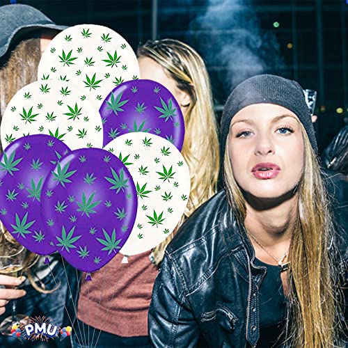 PMU Marijuana Balloons PartyTex 11 Inch Premium White and Purple with All-Over Print Green Marijuana Leaves Pkg/25 6 PMU Marijuana Balloons PartyTex 11 Inch Premium White and Purple with All-Over Print Green Marijuana Leaves Pkg/25 - Image 7