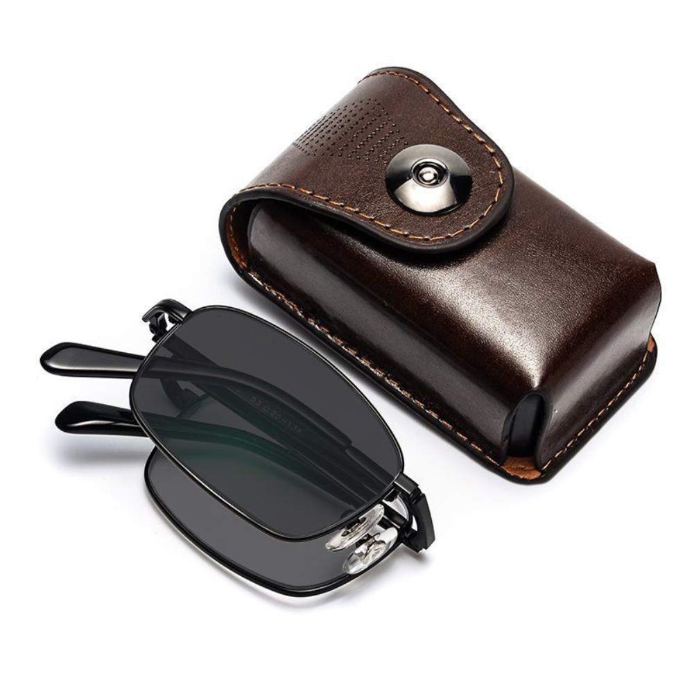 Gafas de Lectura fotocromáticas Plegables, Bloqueo Progresivo de luz Azul Bloqueador de luz de Metal de fotograma Completo para Hombres Mujeres