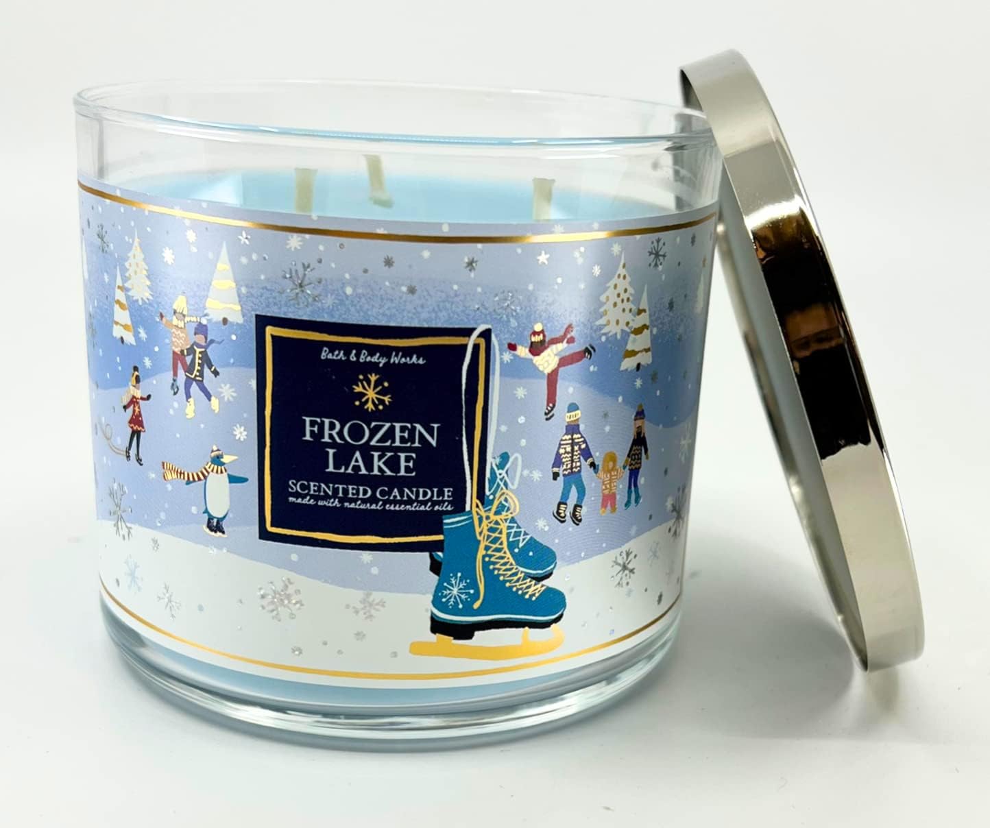 Bath & Body Works, White Barn 3-Wick Candle w/Essential Oils - 14.5 oz - 2021 Christmas & Winter Scents! (Frozen Lake)