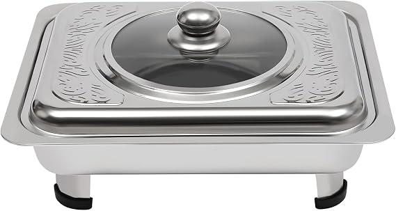 Chafing Dish 4 Pcs Chafer Pan Buffet Tray,Food Warmer Buffet Server,Chafing Trays Rectangular,Ideal for Parties, Events, Buffets, Picnics,33.5 * 27.5 * 9cm