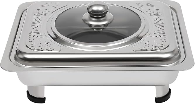 Chafing Dish 4 Pcs Chafer Pan Buffet Tray,Food Warmer Buffet Server,Chafing Trays Rectangular,Ideal for Parties, Events, Buffets, Picnics,33.5 * 27.5 * 9cm