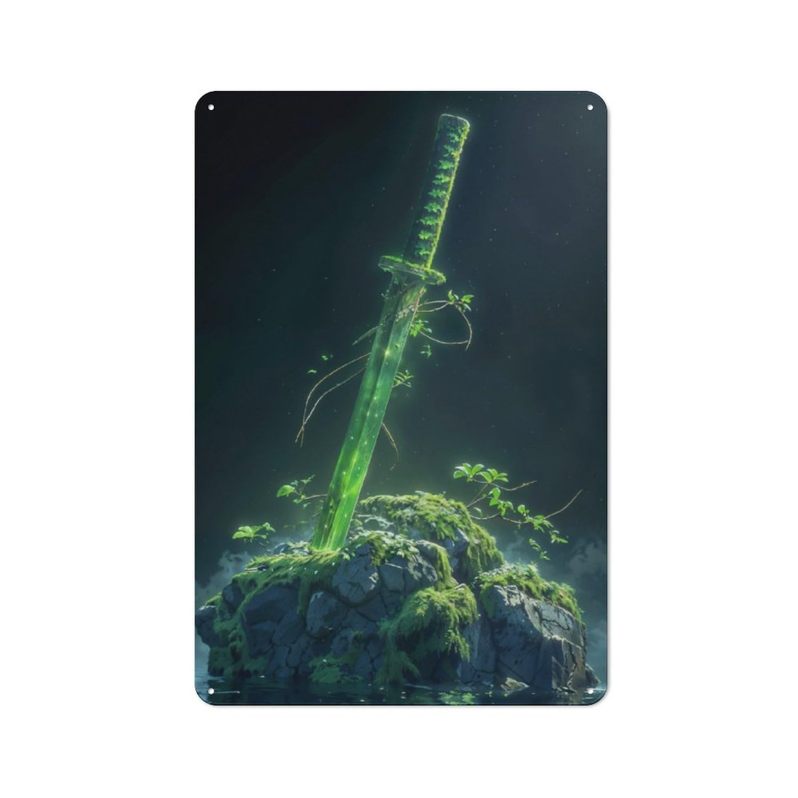 Junmoney The Verdant Sword Retro Tin Wall Plaque 30X20cm For Dining Room Or Kitchen, For Home Decor Collectors