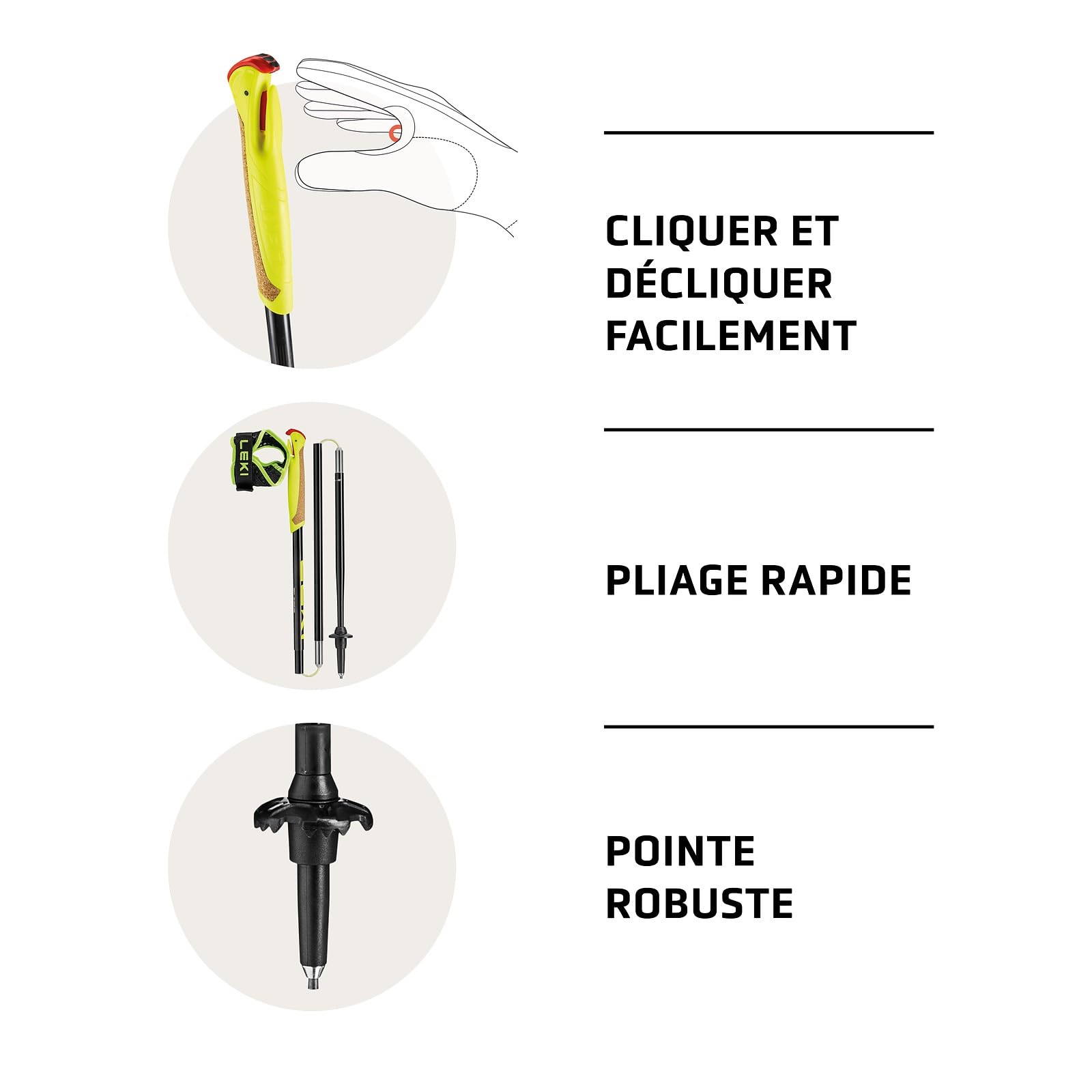 LEKI Evotrail FX.One TA Bâtons de Trail Running pour Femme et Homme | en Aluminium et Pliable | Longueur Fixe | Ultra léger