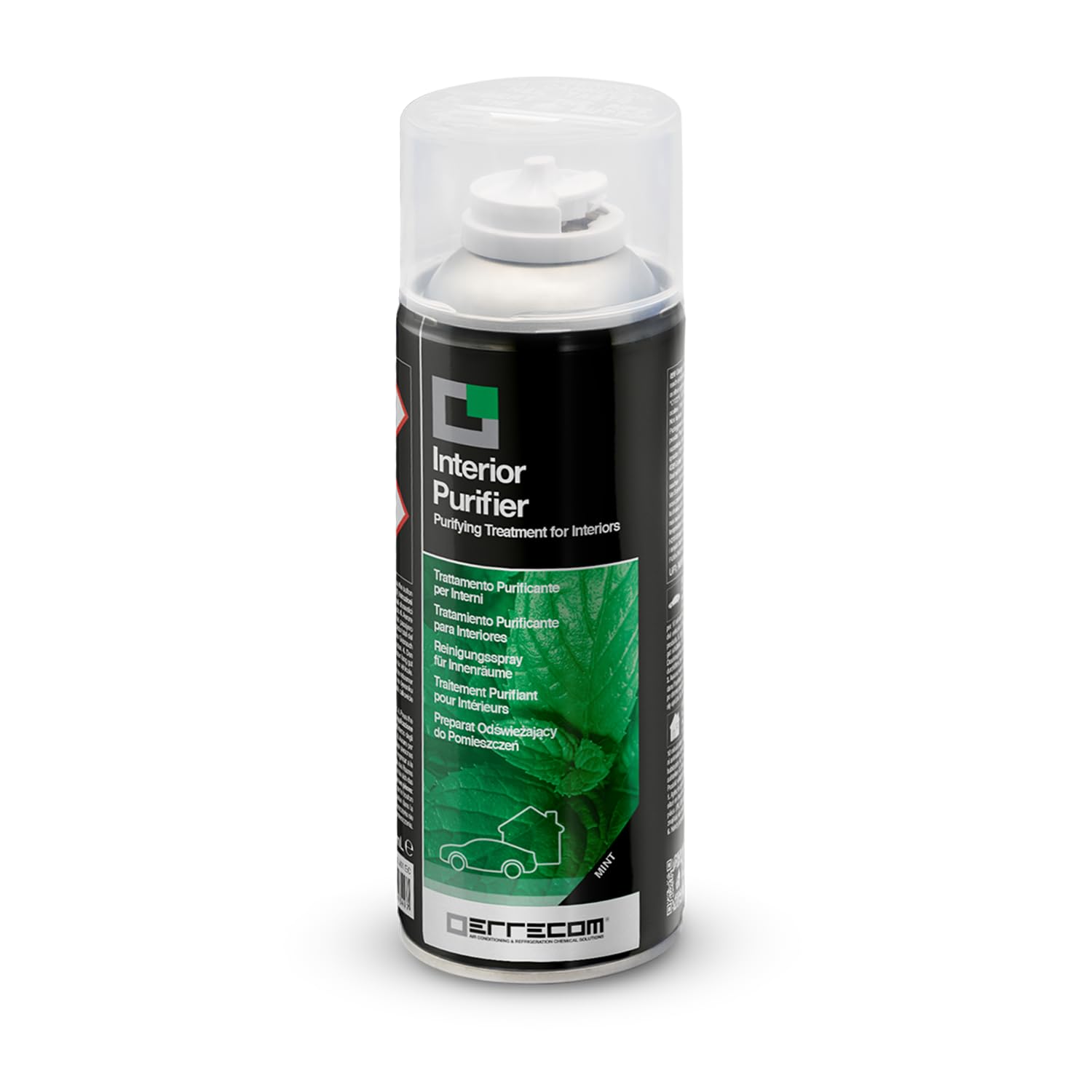 Errecom Interior Purifier, Spray Higienizante A/C y Habitáculo del Auto | Neutraliza Olores Persistentes y Contaminantes | Acción Rápida One-Shot | Aire Limpio de Larga Duración | 200 ml Menta