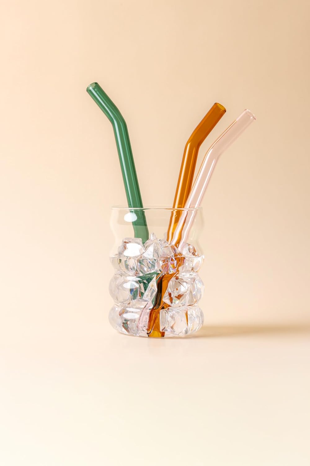 10-Pack Reusable Glass Drinking Straws – Colorful, Durable, Shatter-Resistant – Includes 5 Straight, 5 Bent Straws & 2 Cleaning Brushes – For Smoothies, Iced Coffee (Grey, Smoothie)