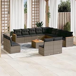 14-Piece Modular Outdoor Sofa Set with Grey UV Resistant Poly Rattan and...
