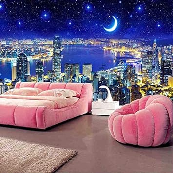 City Building Night View Moon Customized Photo Wallpaper 3d Hd Mural Art Living Room Bedroom Wall Treatment Tv Waterproof Wallpaper 250x175cm Amazon Com