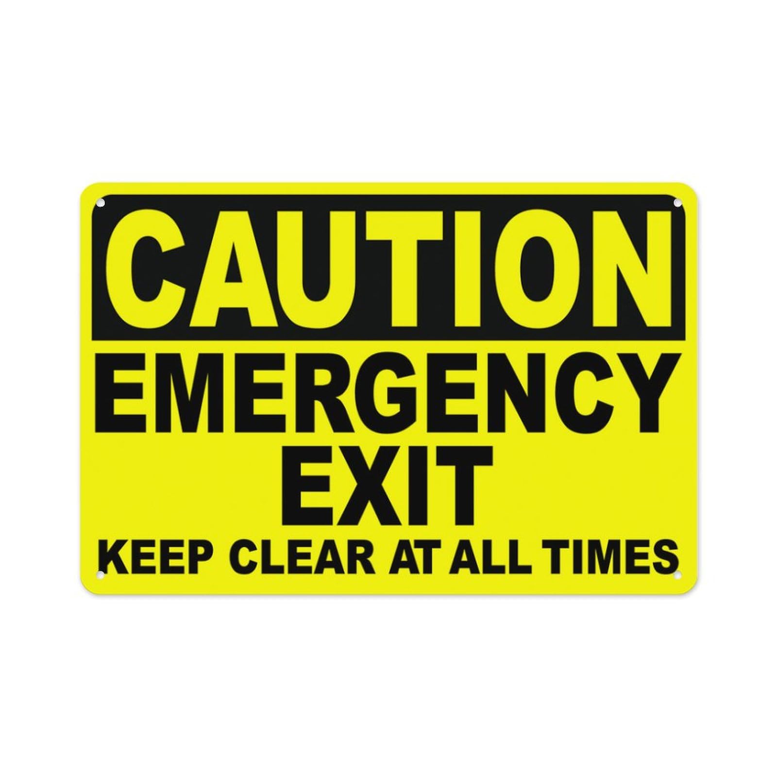 Peiyeety A10 Caution Emergency Exit Keep Clear At All Times Decal Multi Aluminum Tin Warning Signs For Home Outdoor Garden 12X16 Inches