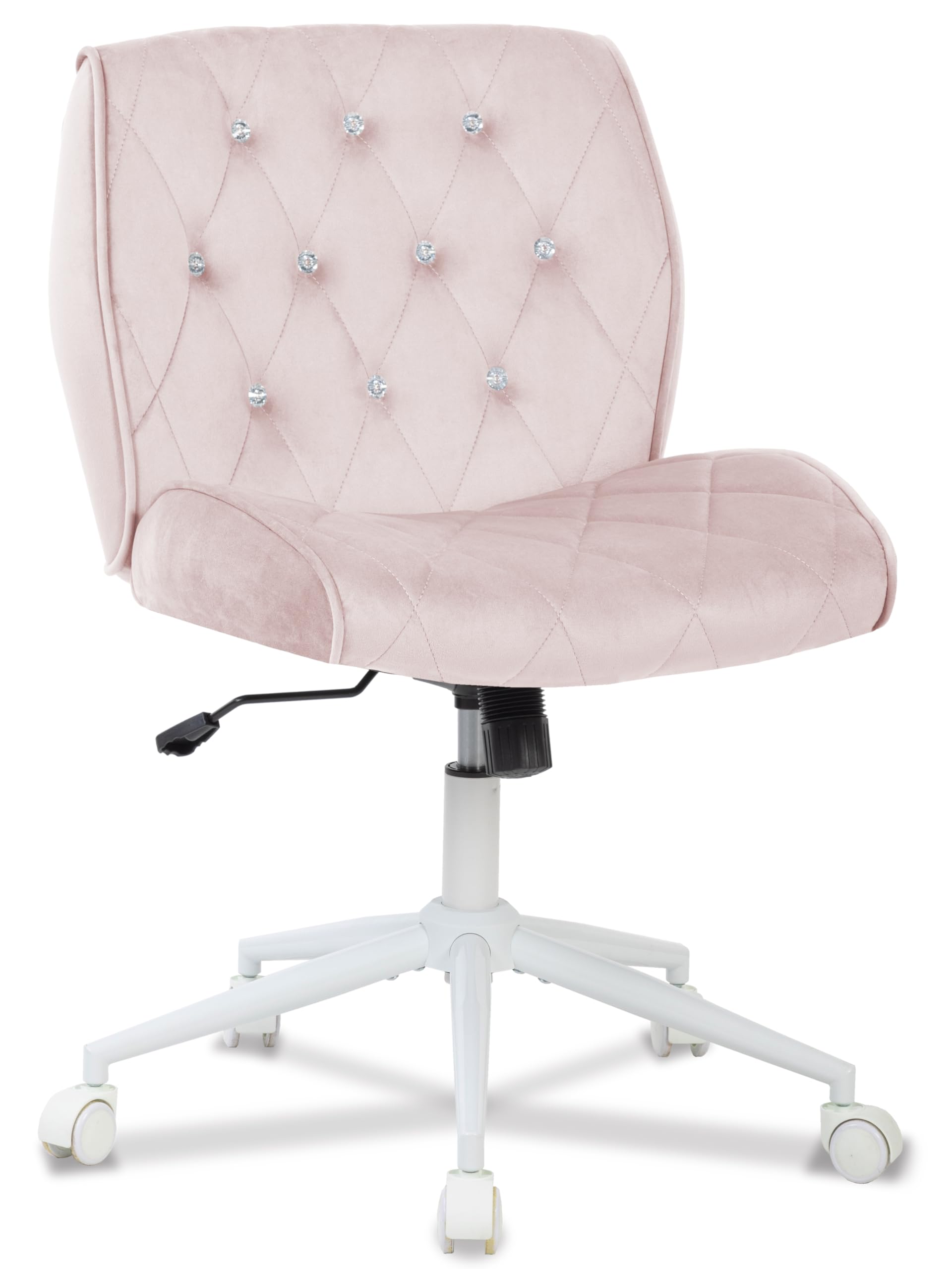 Symino Chaise de Bureau en Velours, Chaise pivotante Ergonomique, Design avec Diamants réglable en Hauteur, pour Bureau, Chambre, Coiffeuse, jusqu'à 120 kg, Filles Femmes
