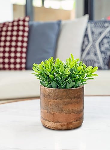 Miniatura 3 de Serene Spaces Living Macetero mediano de madera de mango  Maceta de madera natural para flores sintéticas y plantas de interior  Soporte decorativo