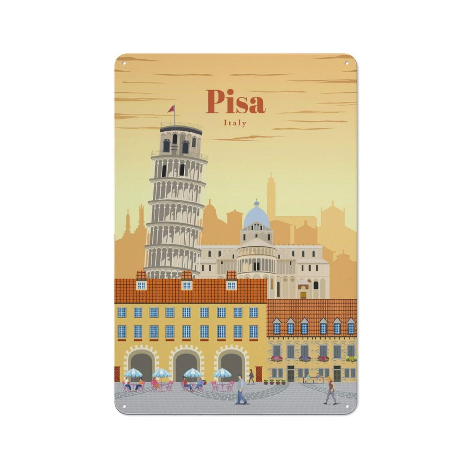 Pet Lover Travel to Pisa Decorative Metal Plaque, Wall Decor for Pet Corner, Living Room Or Hallway, 30x20cm