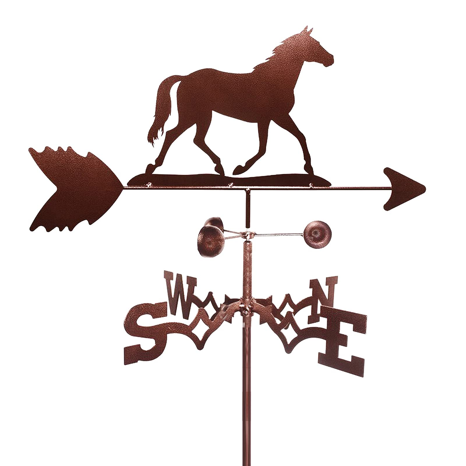 Veleta de acero inoxidable con revestimiento antioxidante e indicador de viento de caballo