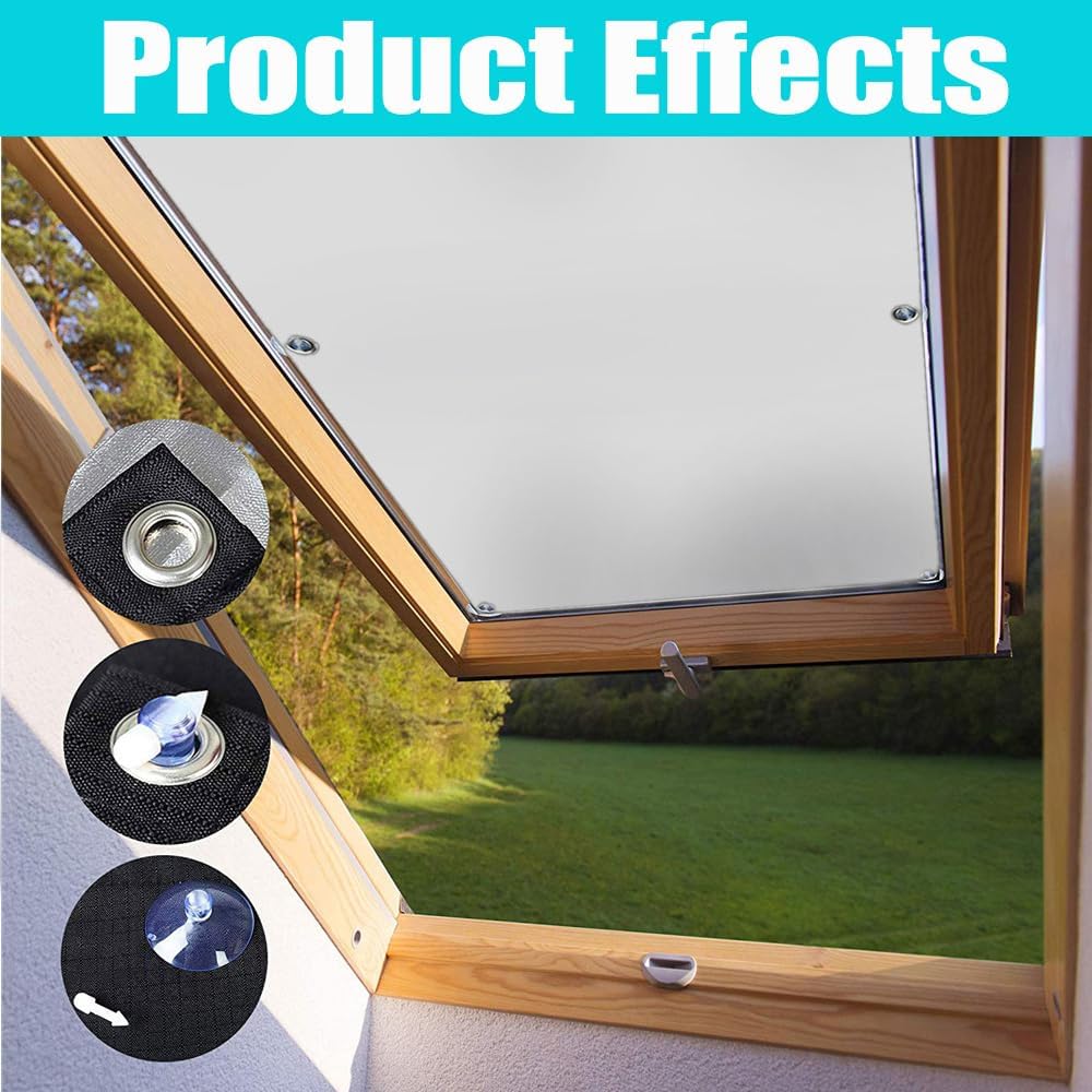 Blackout Roof Skylight Blind Window Curtain for Roof Windows with Sucker UV Protection Without Drill
