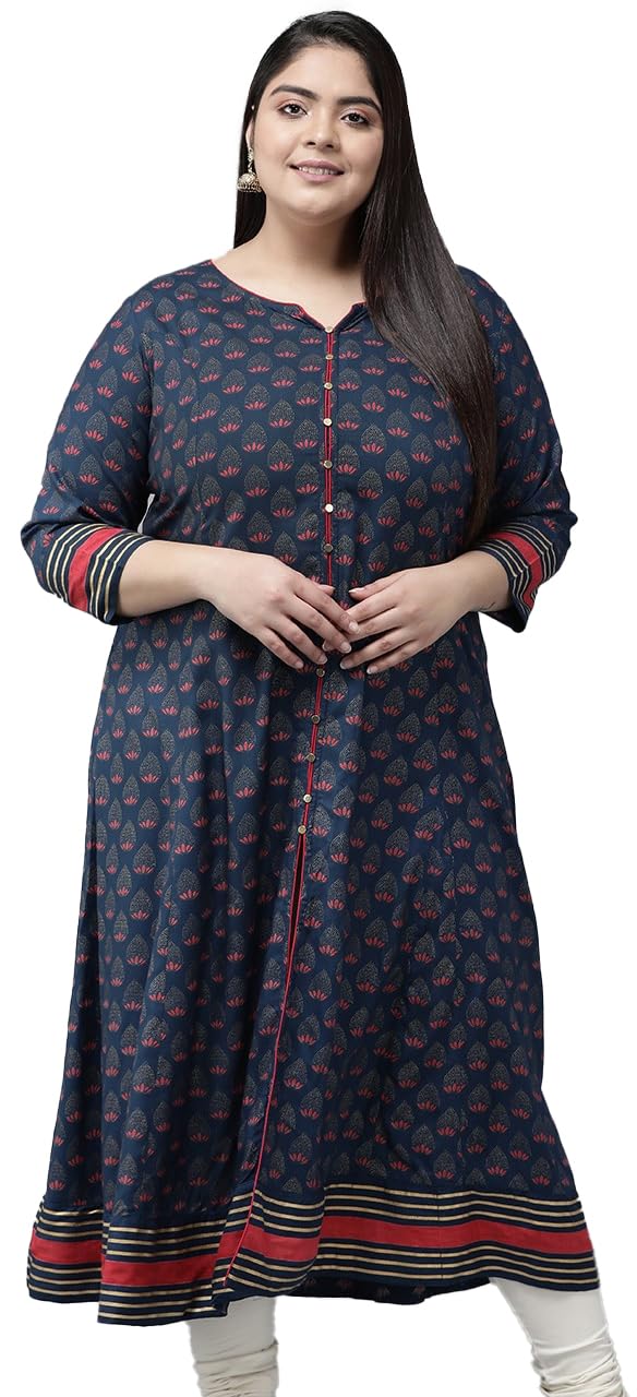 Yash Gallery Women’s Rayon Relaxed Fit Anarkali Floral Printed Kurta