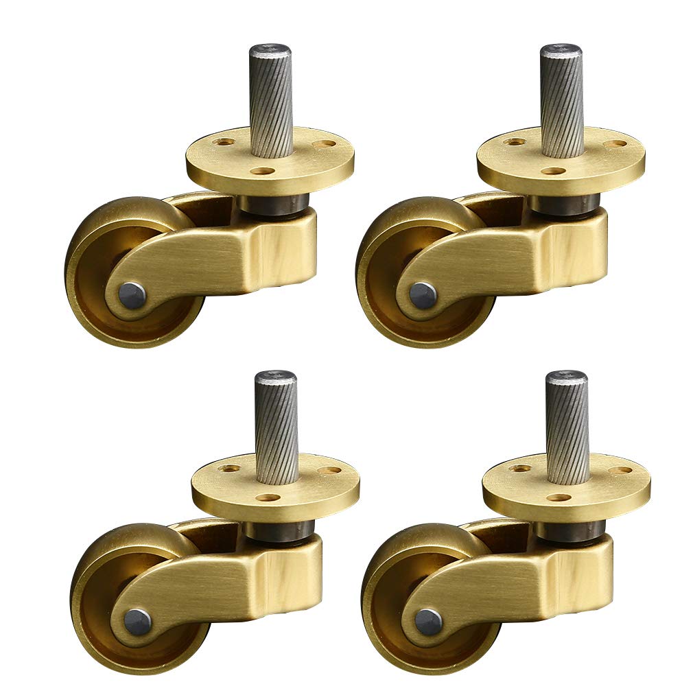 4x Ruedas Giratorias,Latón Ruedas para Muebles,No marca el suelo,Silencioso,Sin Ruido,Accesorios Gratis