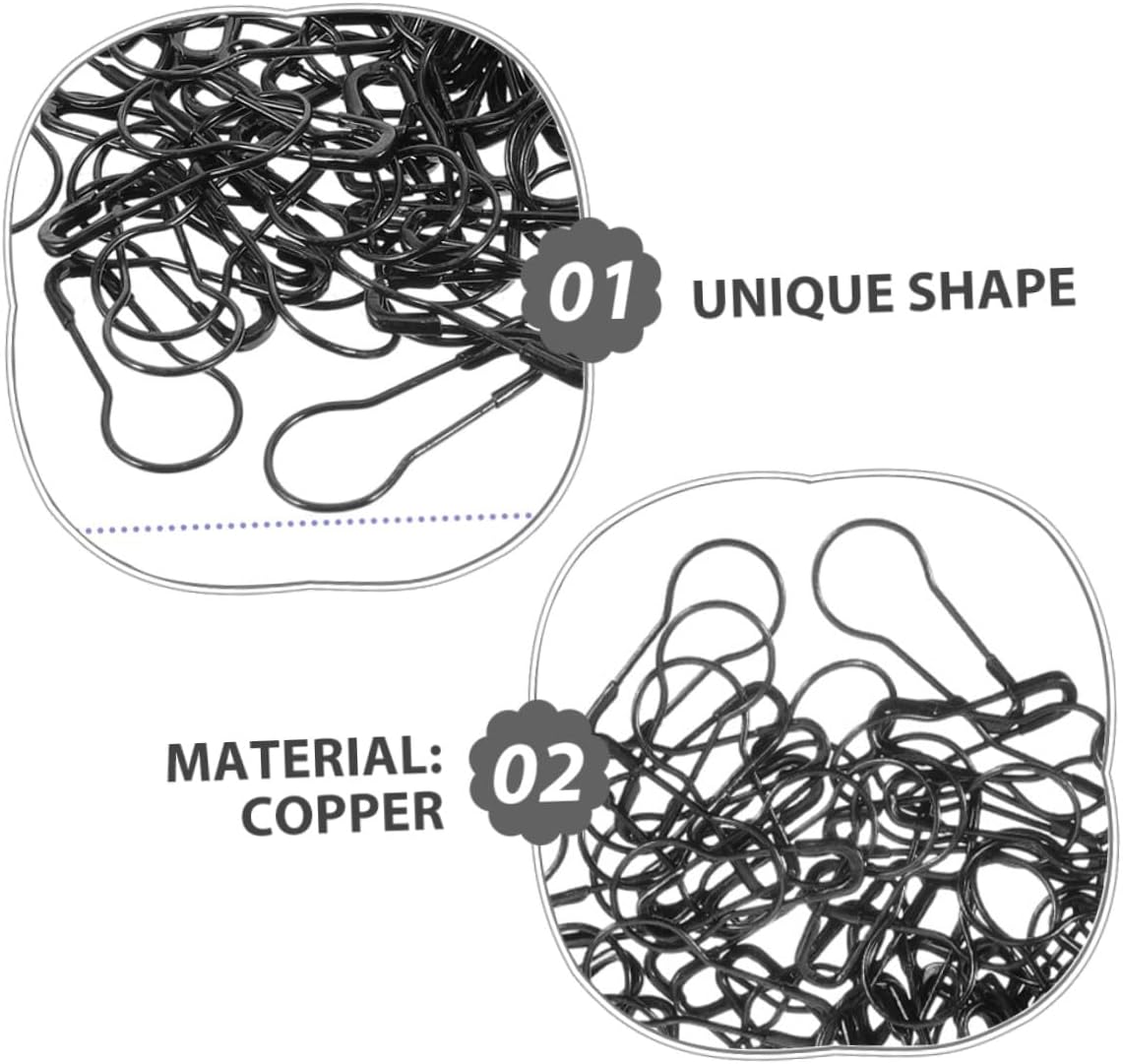 Artibetter 100pcs Metal Gourd Safety Pins Black for Clothes Knitting Apparel Tag Sewing Accessories DIY Crafting