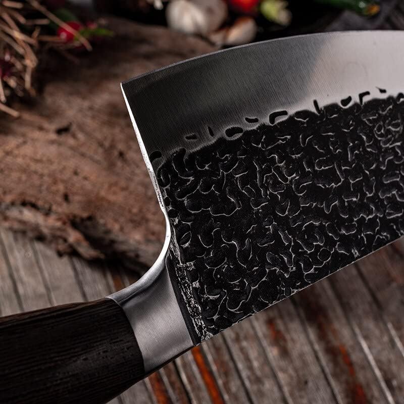 Meat cleaver, 7.5inch Forged slicing kitchen knife manual hammering process black chicken wing handle sharp 5Cr15 stainless steel meat cleaver Cleaver Knife