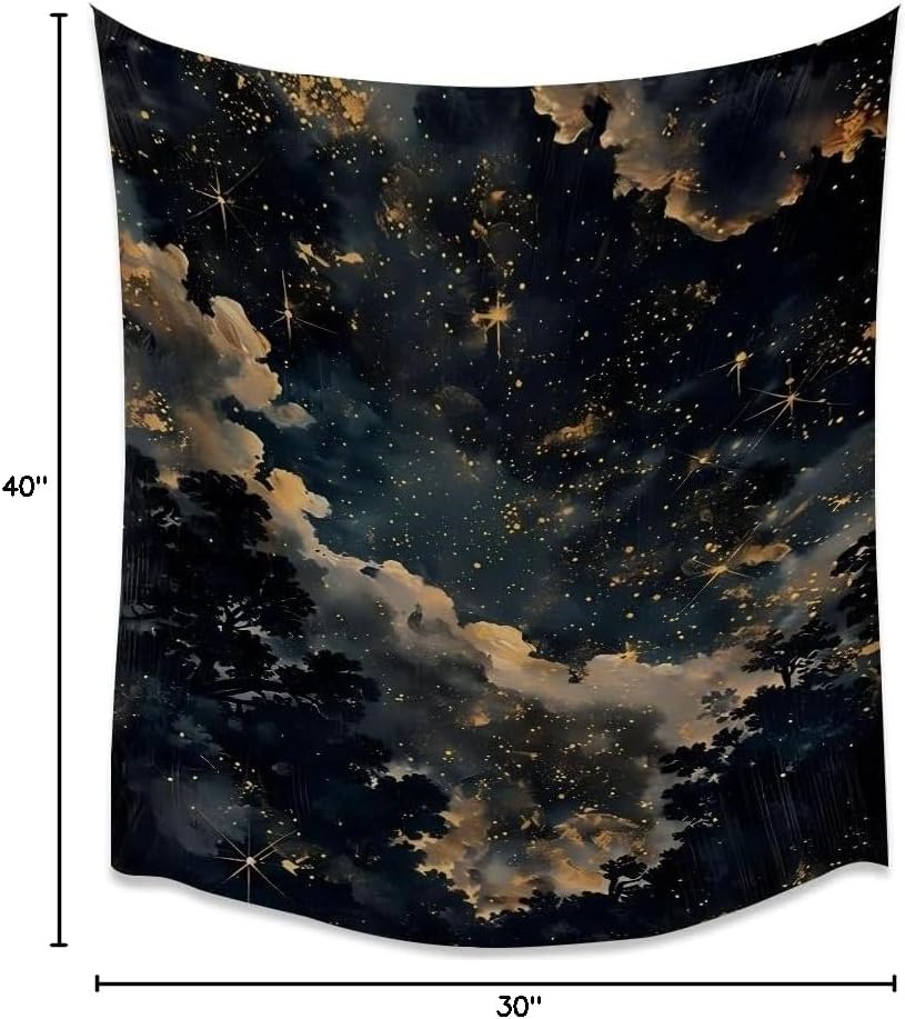BZWAPQ Fantasy Celestial Aesthetic Vintage Tapestry Dark Academia Astrology Artwork Wall Hanging Decor Maximalist Gothic Starry Print Tapestries for Bedroom Living Room Dorm Wall Decorwhite30x40inch