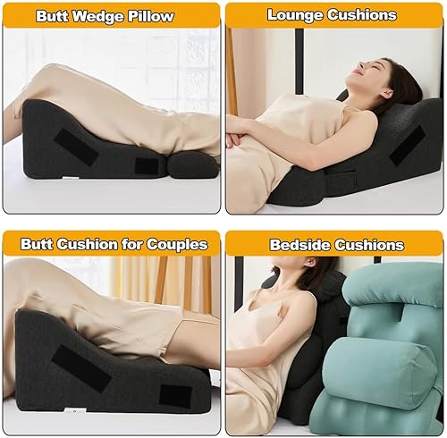 Miniatura 2 de Black,Adult Memory Foam Ergonomic Wedge Prone Pillow, Bed Pillow for Sitting Up, Back, Neck, and Leg Pain Relief, Anti Snoring, Ideal for Massage,