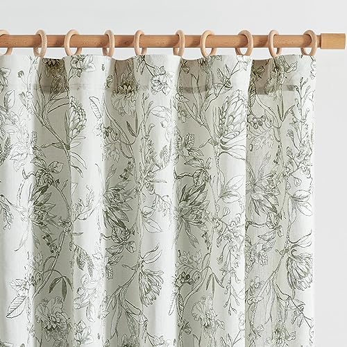 jinchan Floral Curtains 63 Inch Length Sage Green Flower