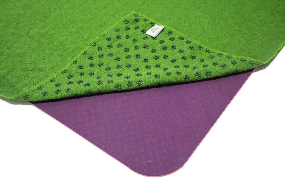 Asciugamano Yoga Mat Towel - Antiscivolo con punte in gomma 61 cm x 183 cm Ideale per yoga caldo (verde)