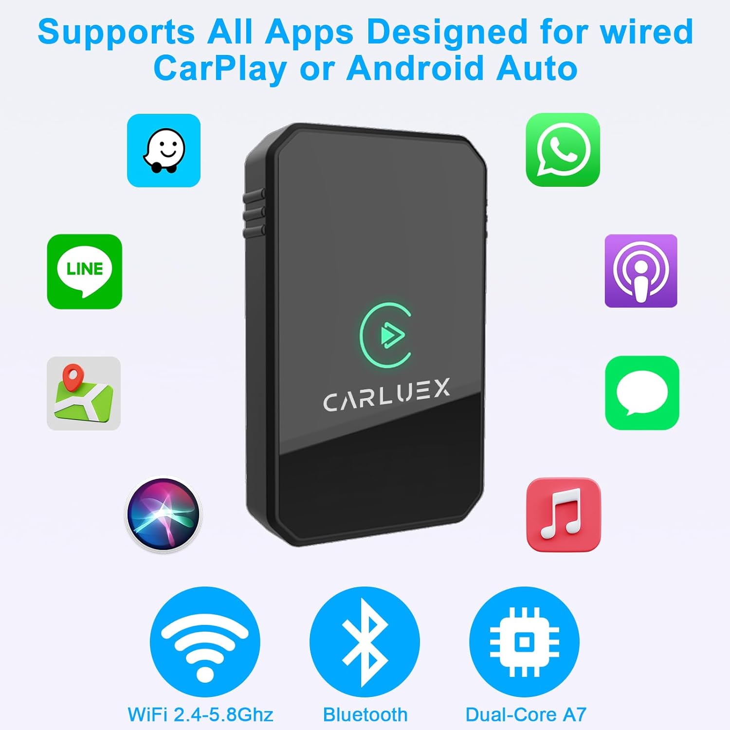 2 in1 Wireless CarPlay Adapter for Apple & Android Auto Adapter(2025 Upgraded), Converts Wired to Wireless CarPlay, Fast Auto-Connect, No Delay, Fit for Cars from 2017 & for iOS 10+/Android 11+