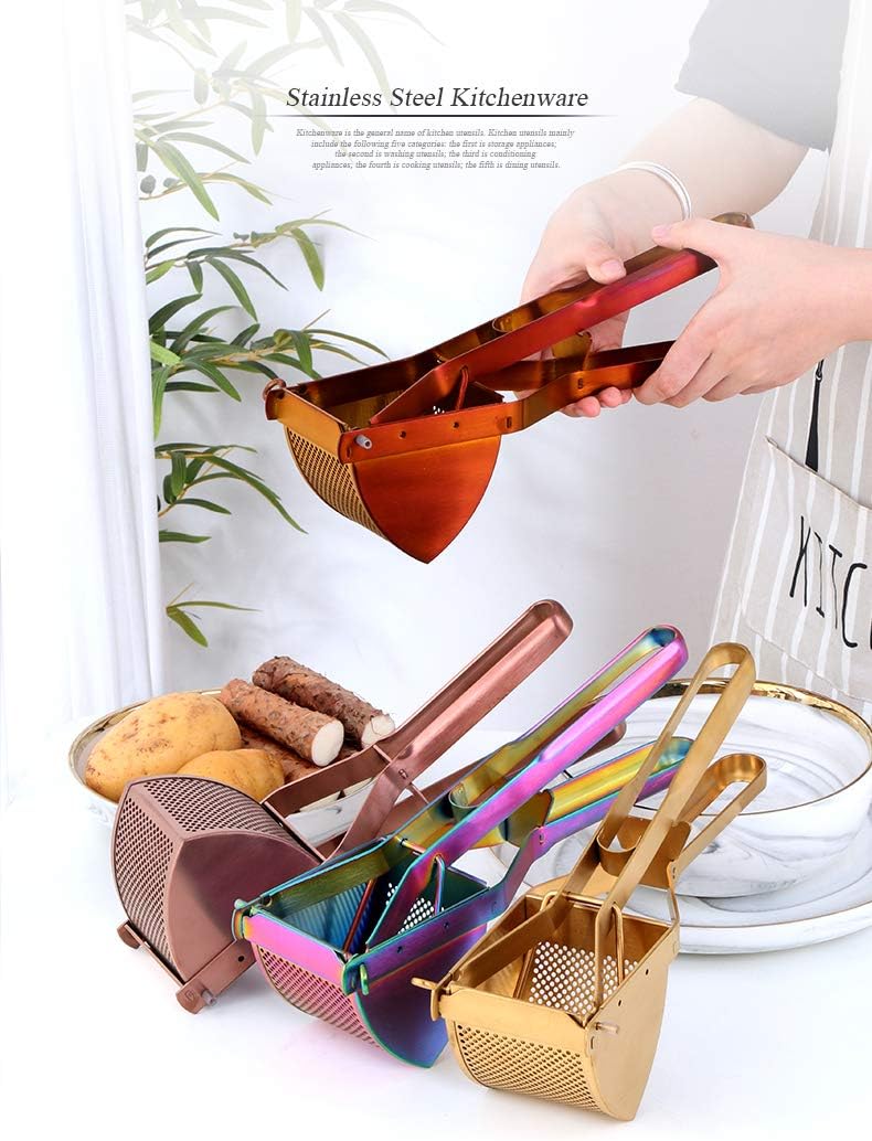 2 in 1 Manual Fruit Juicer,Potato Masher, Lemon Squeezer,Hand Fruit Juice Squeezer Stainless Steel Alloy,Heavy Duty Hand Press Fruit Juicer Detachable for Pomegranate-Gold