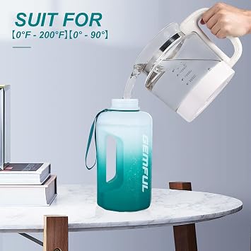 GEMFUL Big Gym Water Bottle with Strap Half Gallon Motivational Jug for Workout Outdoor BPA-Free Leakproof Sports Bottle 74oz and 101oz
