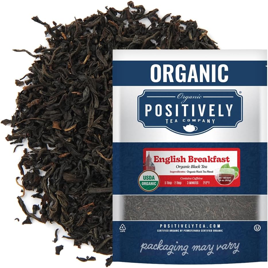 Organic Positively Tea Company, English Breakfast Black Tea, Loose Leaf, 16 Ounce