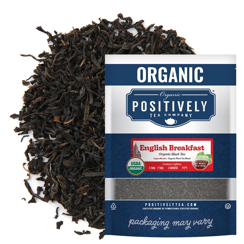 Organic Positively Tea Company, English Breakfast Black Tea, Loose Leaf, 16 Ounce