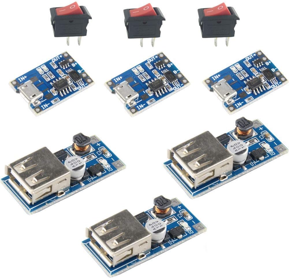 3 Sets Kits 3.7V Li-ion 18650 Lithium Lipo Battery Charging Board 5V USB Step UP Module