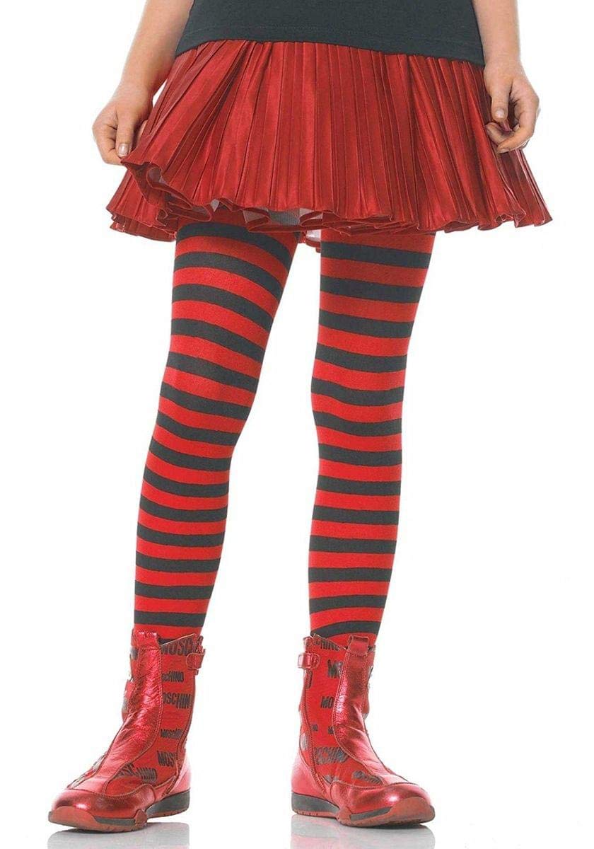 Kinder Leg Avenue rot & schwarz gestreifte Strumpfhose XL (11-13 years)