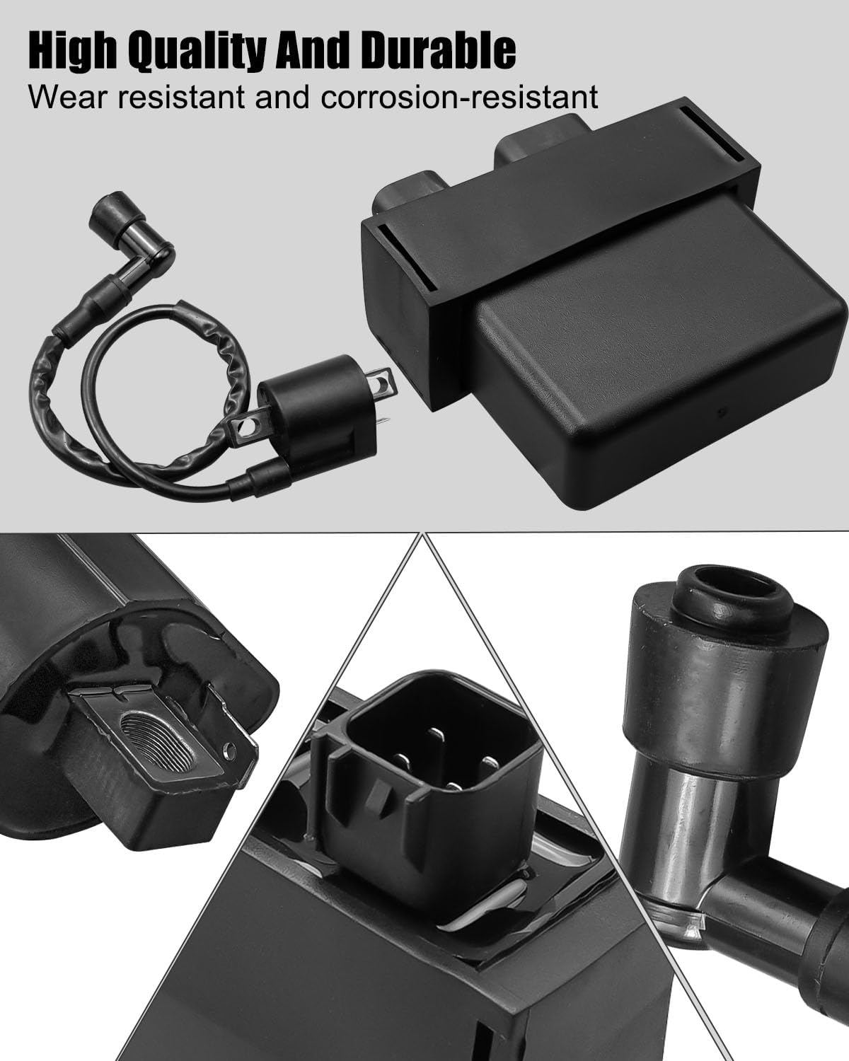 Ignition Coil & Spark Plug & CDI Box Kit Fit for Yamaha Raptor 50 YFM50R YFM50 2004-2008 Replace 5YF-85540-00-00 3KJ-82310-10-00