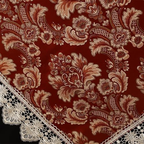 Yuanpgky Camino de mesa de encaje bordado rojo para bodas, banquetes, fiestas, decoración del hogar, 60 x 60 cm, mantel cuadrado de poliéster decorativo