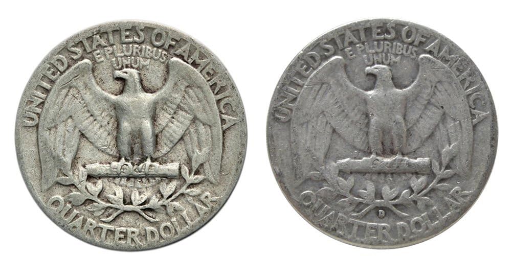 Set of Four 90% Silver Washington Quarters from United States Mint - Fine USA .25c Collectible Coins