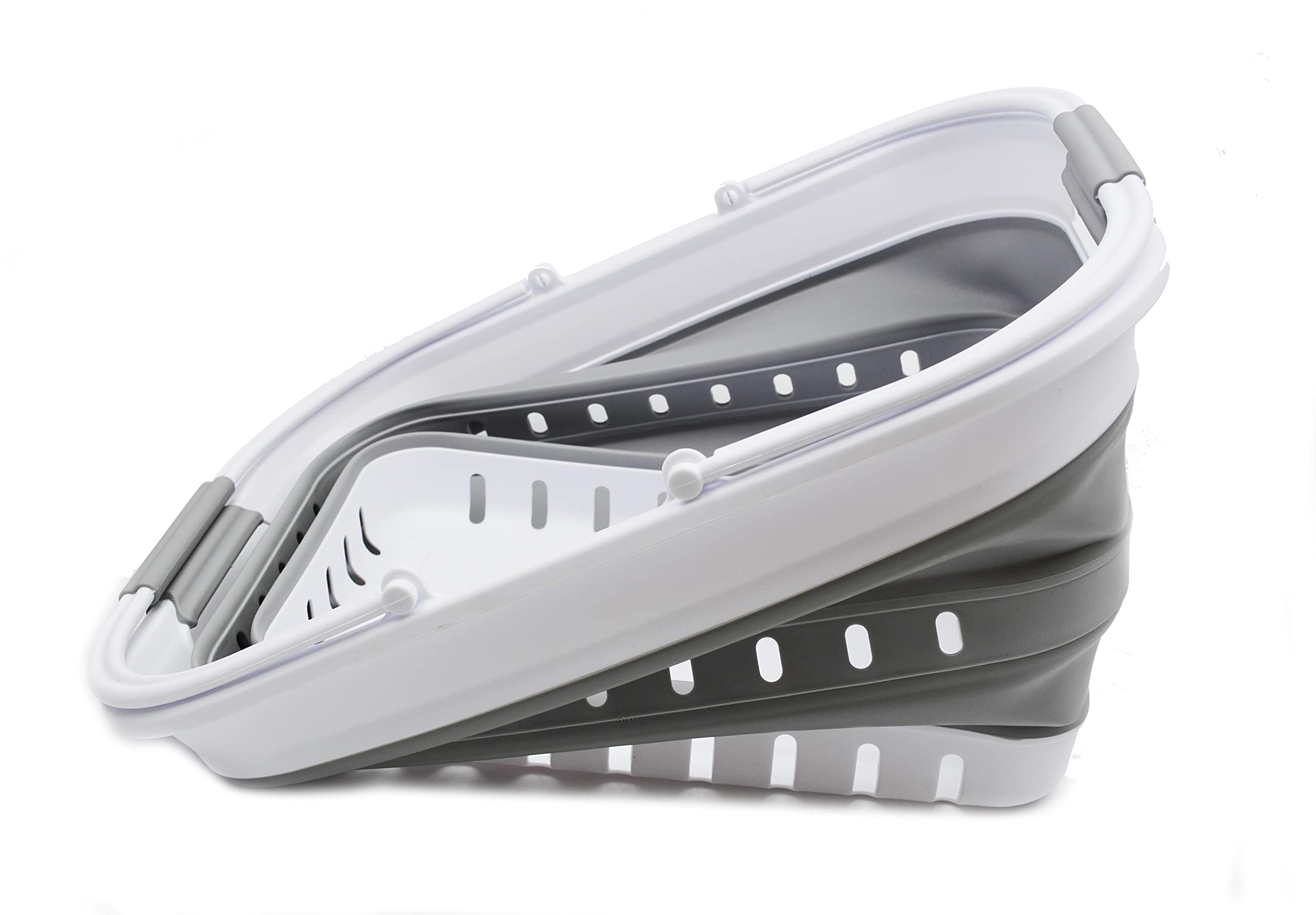 SAMMART Tina plegable de 29 litros con asa, cesta de picnic portátil al aire libre, bolsa de compras plegable, contenedor de almacenamiento que ahorra espacio (blanco/gris, 1)