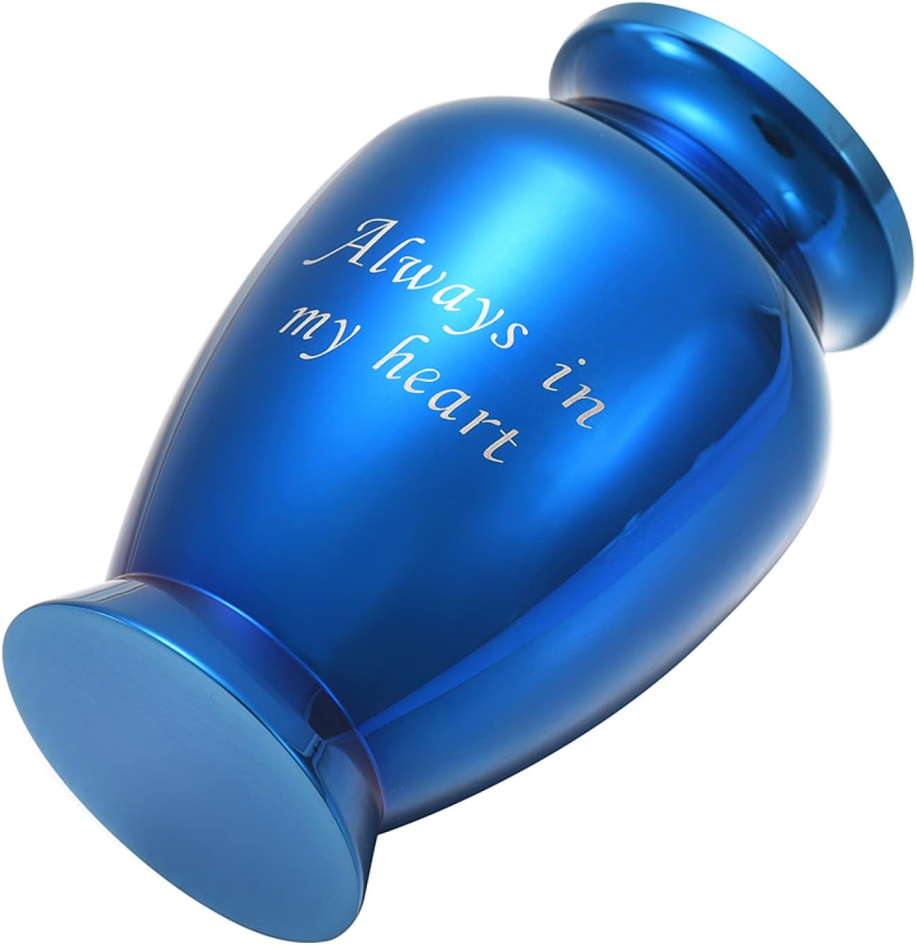 SHEIL Stainless Steel Memorial Urn Engraved Always in My Heart Cremation Urns Mini Keepsake Ashes Urn for Pet Human Cremains,2