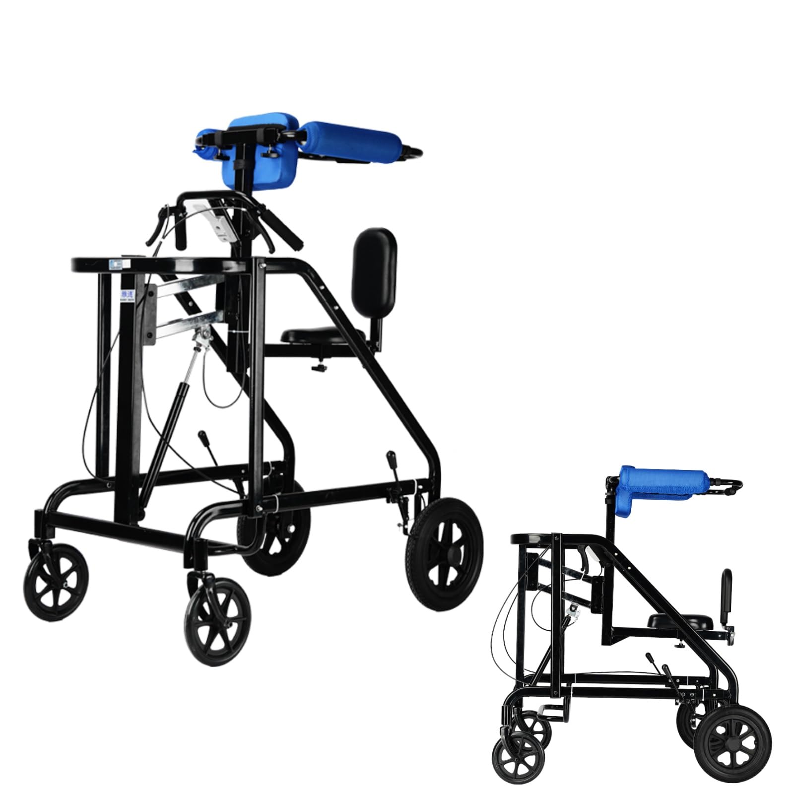 Adjustable Height 4-Wheel Walker Adult Walker for Seniors Hemiplegia Rehabilitation Standing Frame,Standing Walker,Anti Recline, Lower Limb Training Anti-Tilt Walking Aid 220lbs