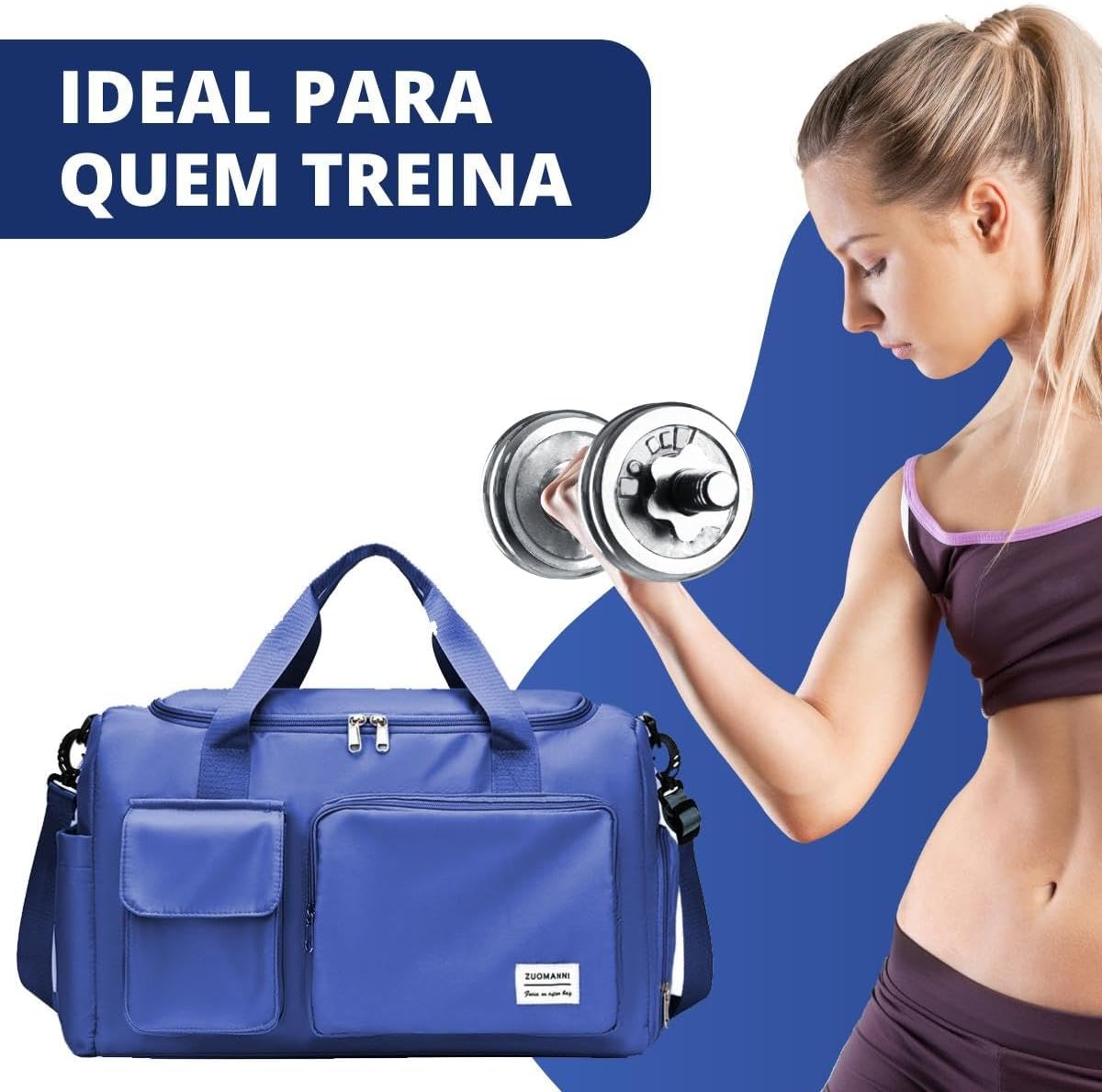 Mala de Mao Compacta de Viagem Feminina Funcional Alca Transversal Bolsa de Viagem em Nylon Resistente com Bolso para Sapatos Ajustavel Leve e Versatil Ideal e Uso Diario (Azul Royal) Mala de Mao Compacta de Viagem Feminina Funcional Alca Transversal Bolsa de Viagem em Nylon Resistente com Bolso para Sapatos Ajustavel Leve e Versatil Ideal e Uso Diario (Azul Royal)
