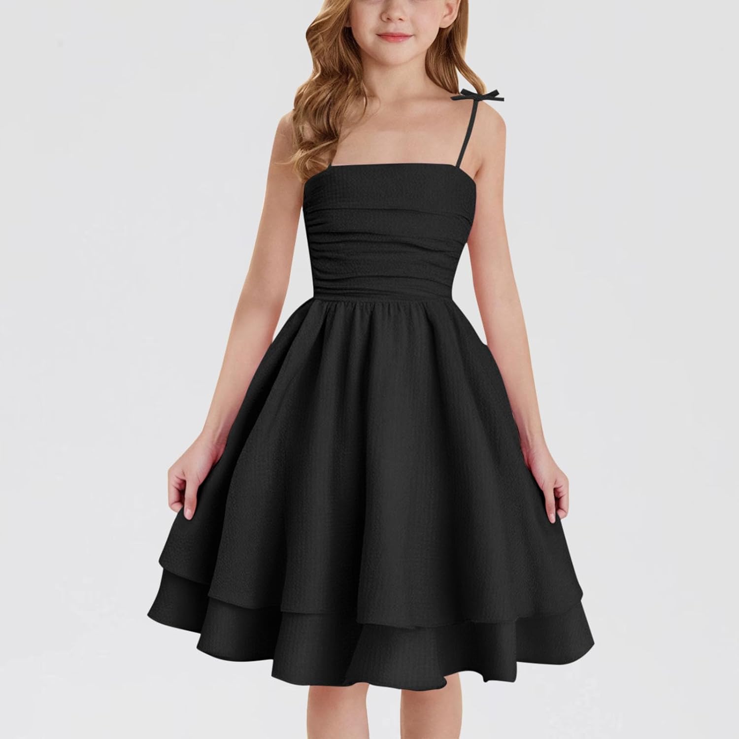 TIMIFIS Tween Girls Summer Dresses Sexy Spaghetti Strap Princess Dresses Fashion Ruched Bust Cami Short Dress 8-14 Years - Image 2