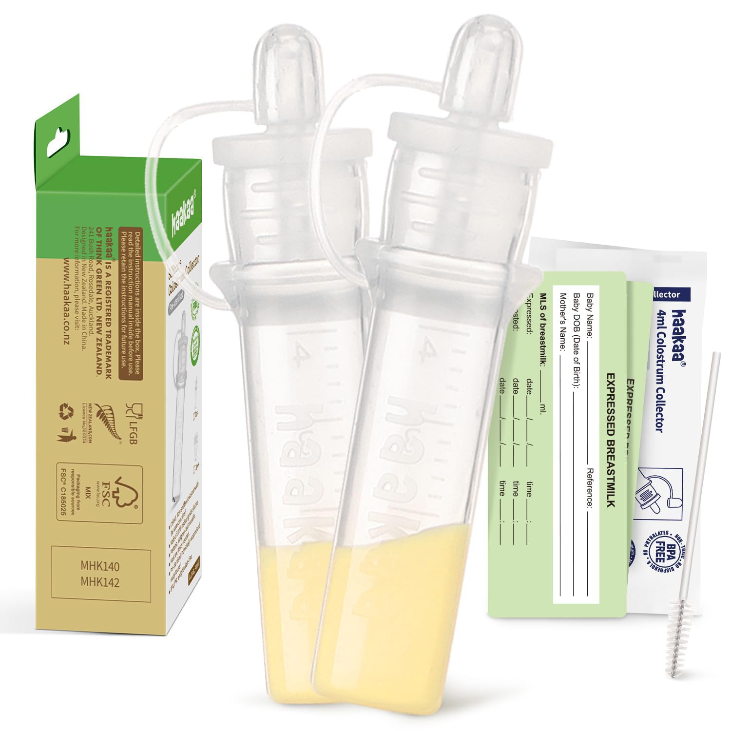 haakaa Colostrum Collector kit Colostrum Syringes for Breastmilk to Collect, Feed & Store, Ready-to-Use (0.1oz/4ml, 2 PK)