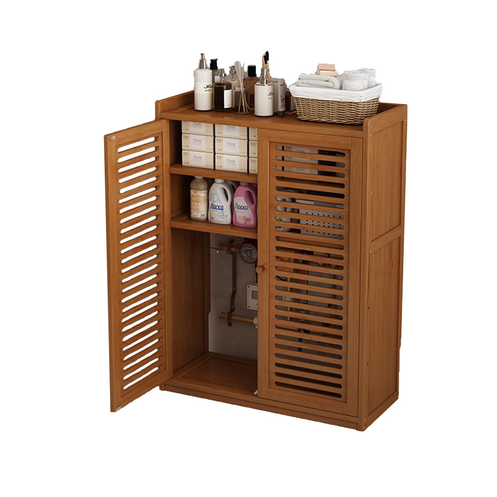 Generico Copritermosifone Moderno con 2 Ante - Mensola Decorativa per Soggiorno, copritermosifone Facile da Montare (Marrone, 82,3 x 58,4 x 25 cm)