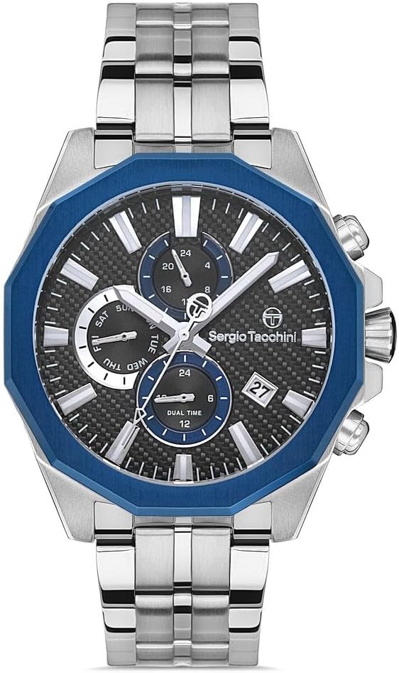 Sergio TacchiniST.1.10372-4 Archivio Wristwatch for Men, 44 mm Size, Silver/Black