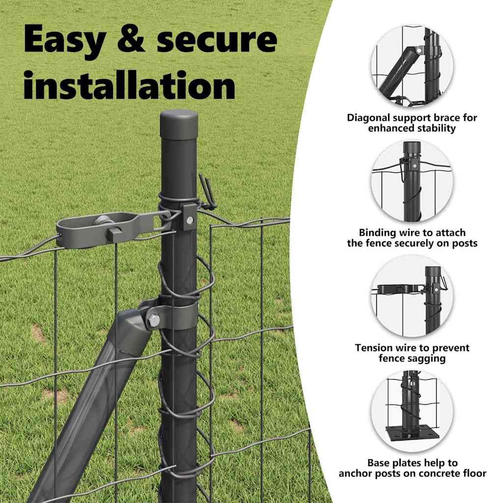 vidaXL Ogrodzenie Euro z betonu 10 x 1,6 m Stal pokryta PVC Szary