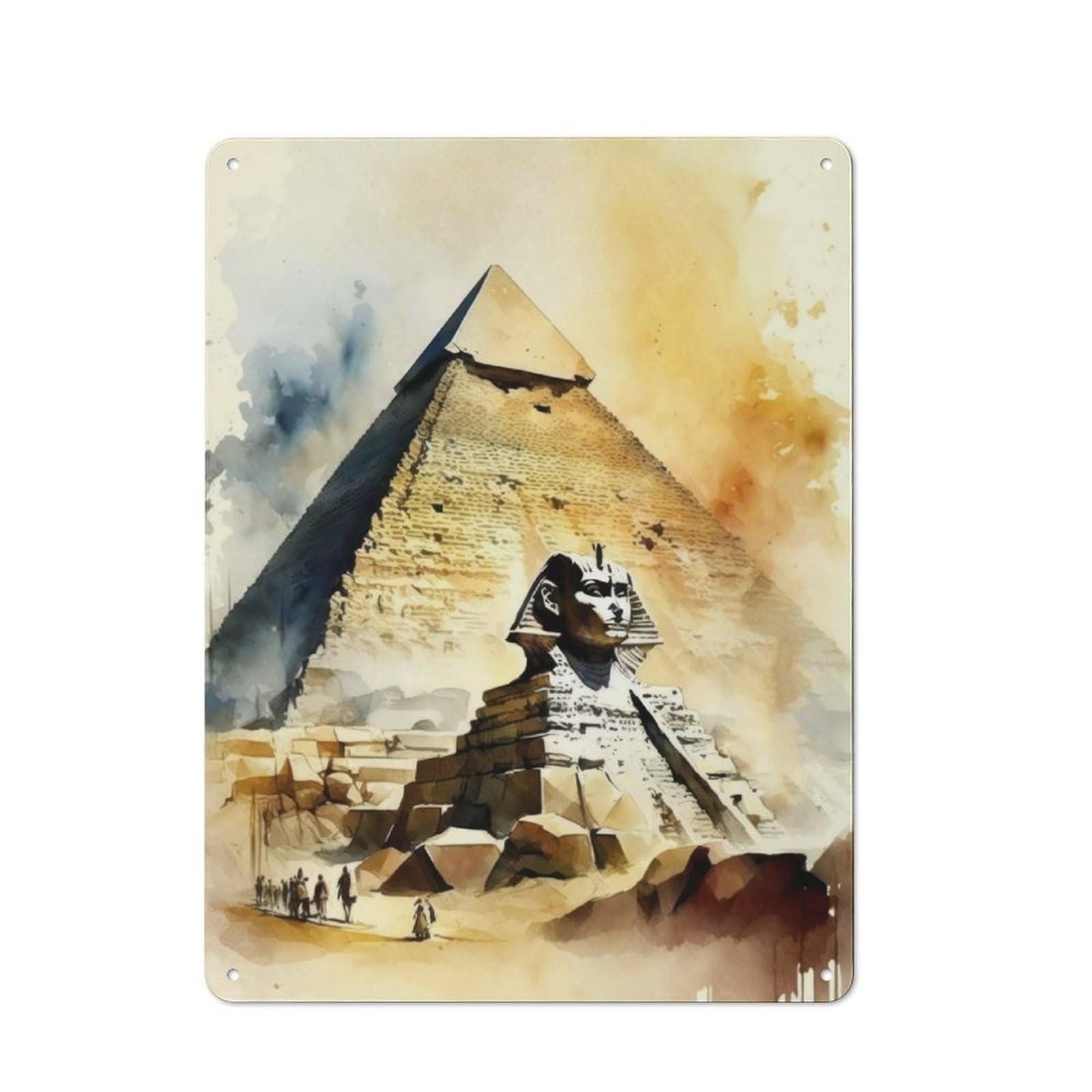 Garage Style Egyptian Pyramids in Water Decorative Metal Plaque 40x30cm, Garage Wall Decor for Workshop, Basement, Shed Or Games Room