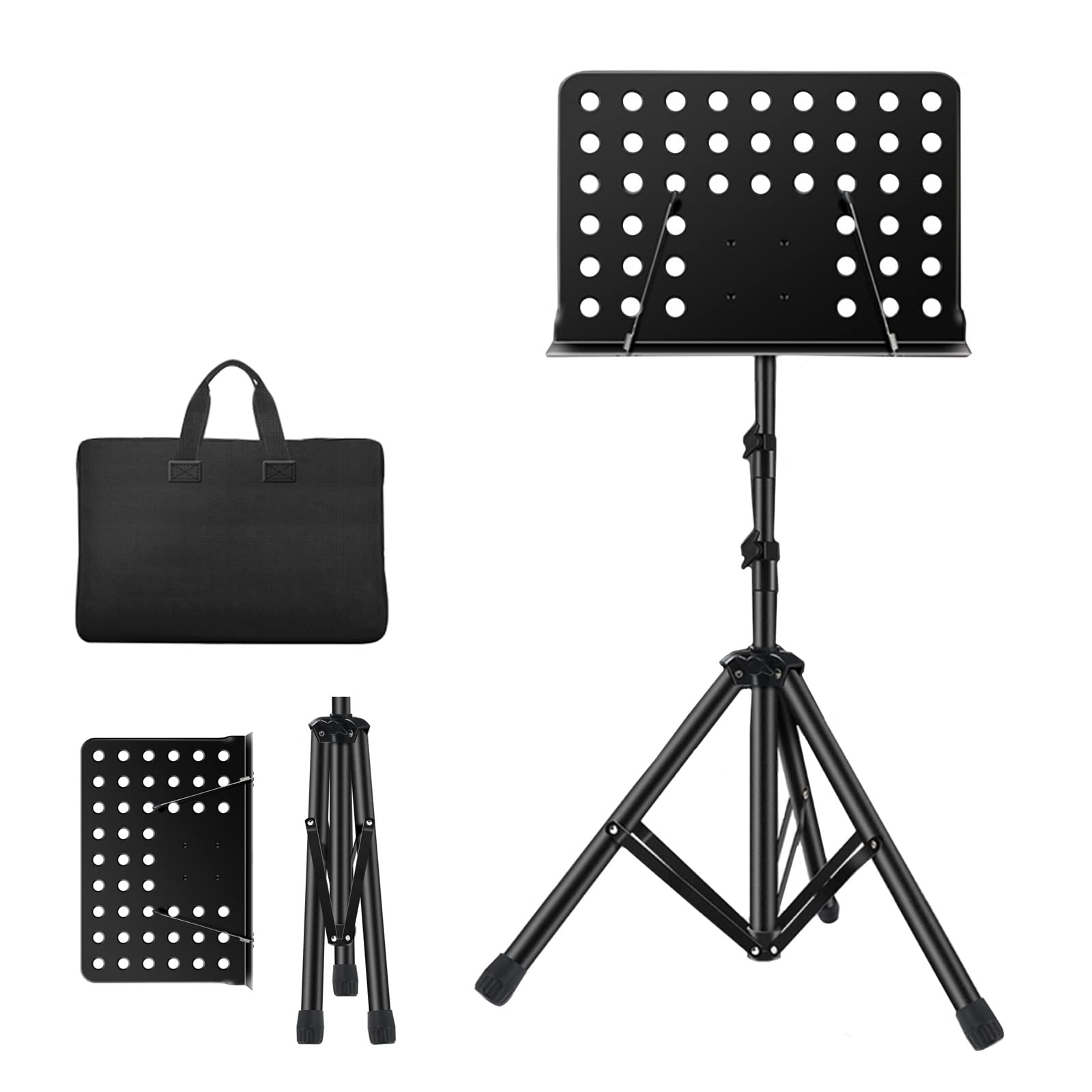 HJXGQJM Atril for Partitura Plegable Portátil Musica Metalico Soporte De Ajustables, La Orquesta De Soporte De Música Profesional Es Portátil Y Liviana,Negro