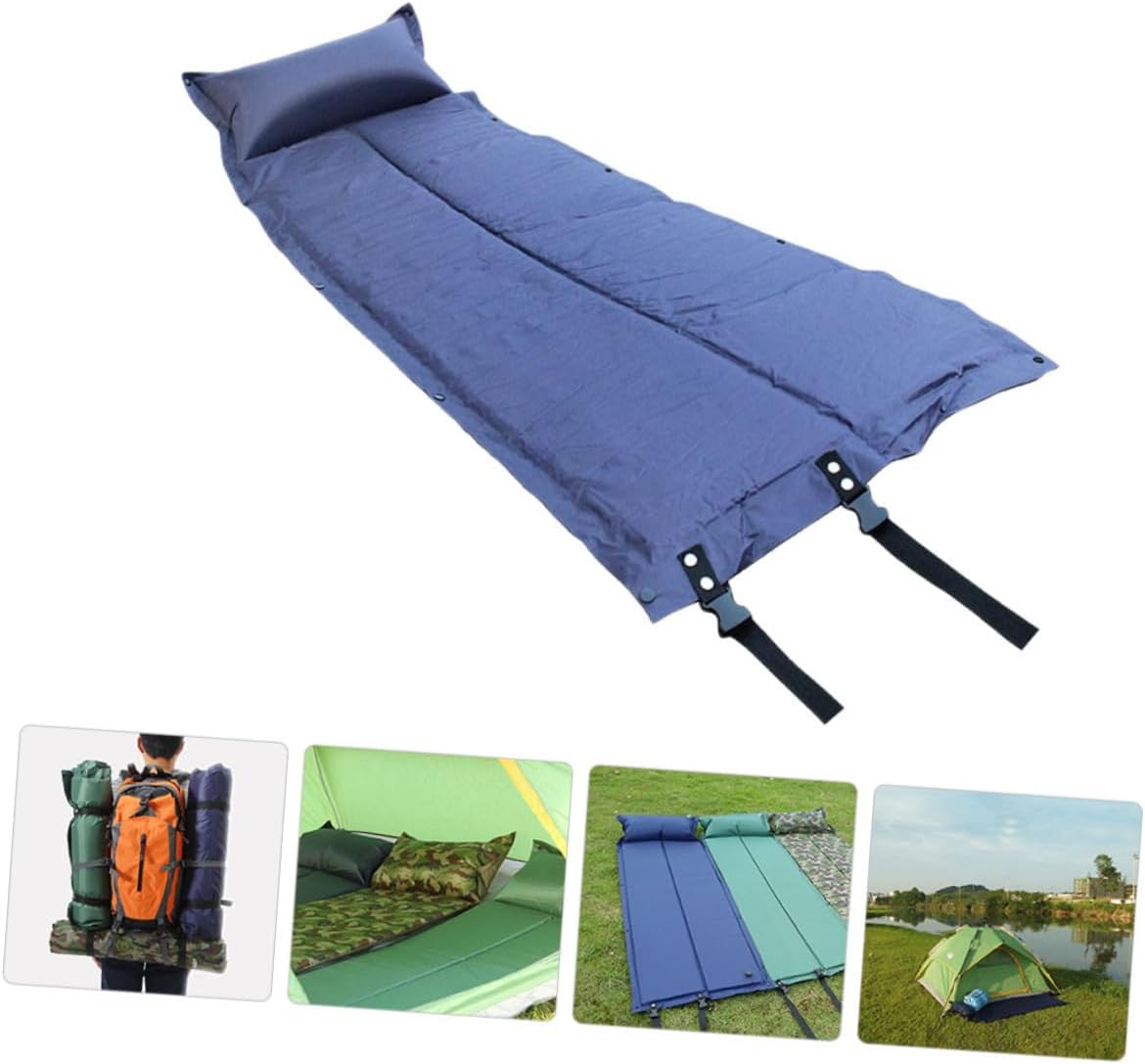 Inflatable Camping Sleeping Pad with Pillow Wear Resistant Sleep Mat Outdoor Tent Accessory for Picnic and Hiking Heat Insulation Camping Mattress